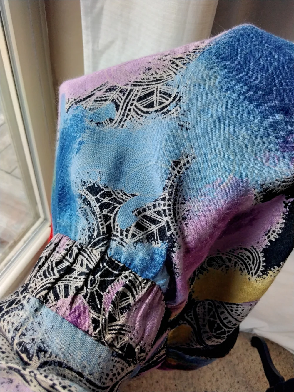 Angie Boho Mini Dress with Pastel Pink, Blue & Yellow Print
